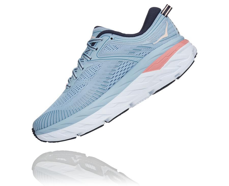 Hoka One One Running Shoes Womens Blue - Bondi 7 - 71048WIAS